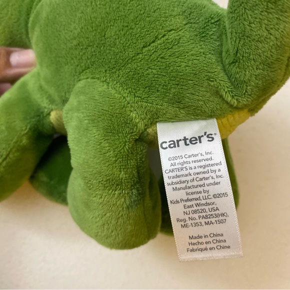 Carters Green Plush Dinosaur Dino Dragon Stuffed Animal Baby Toy Lovey 15091 - Picture 5 of 5